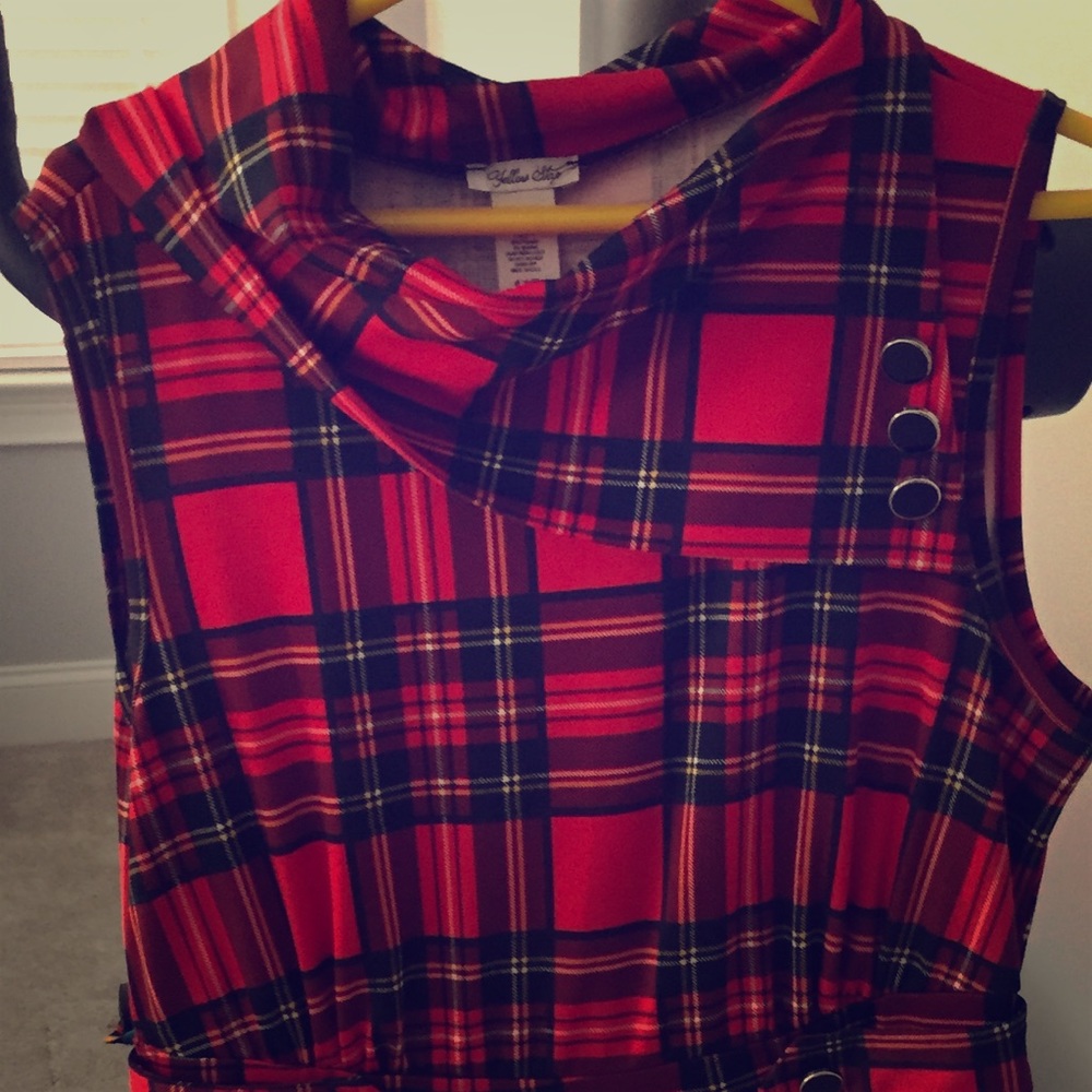 ModCloth Stagecoach Red Plaid Dress
